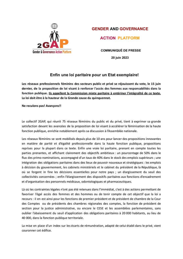 Accès des femmes aux responsabilités dans la fonction publique